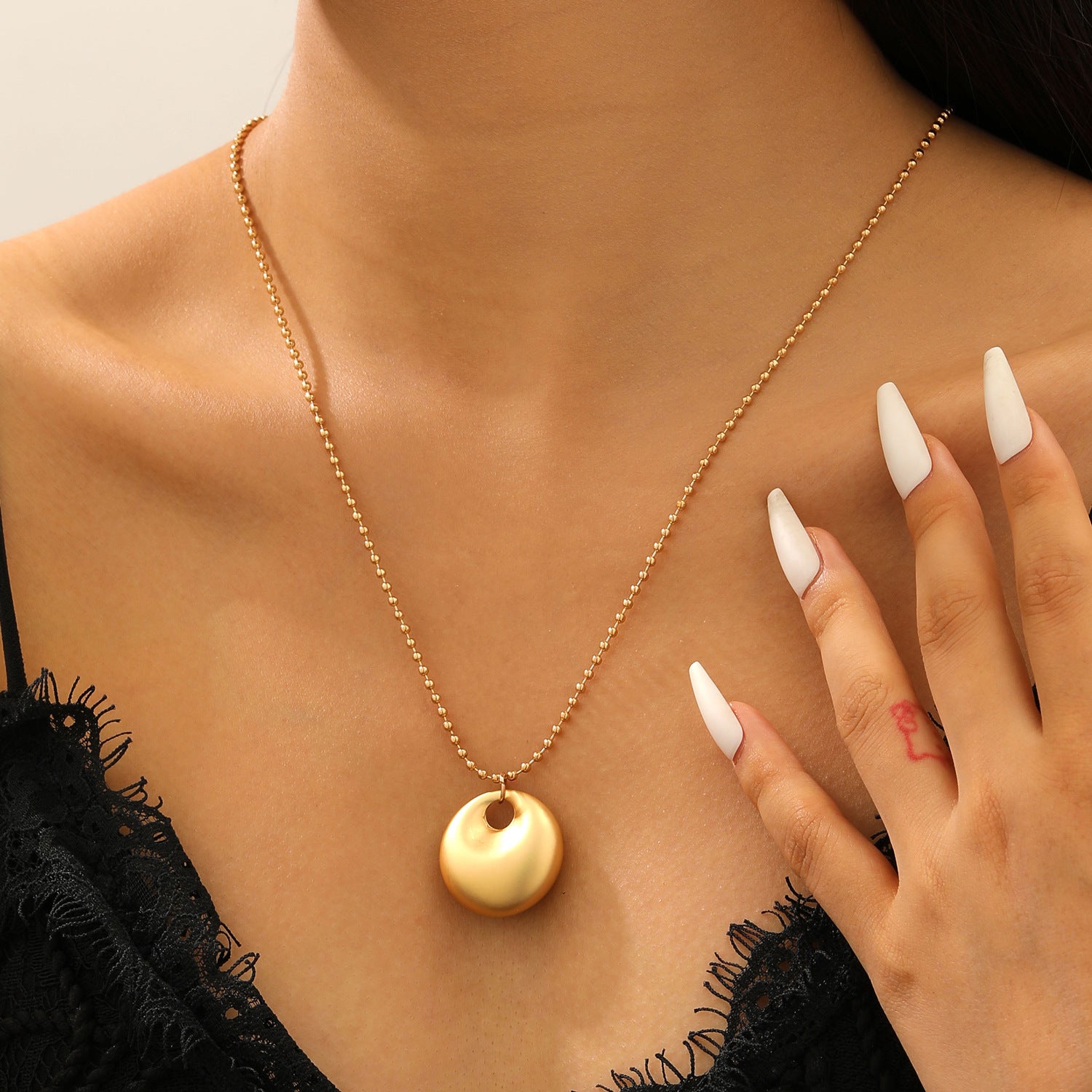 Wholesale Smooth brushed geometric simple necklace I